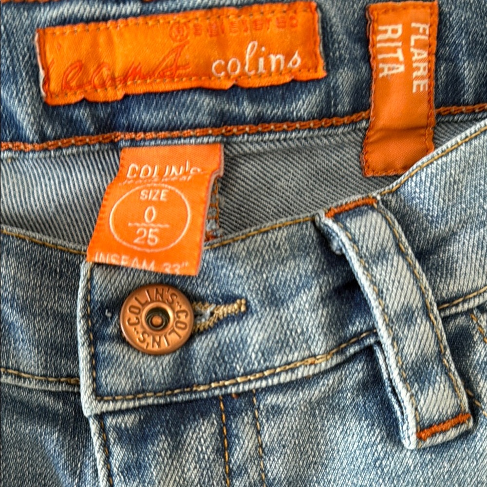 Colin’s Jeanswear Flare Rita Classic Light Blue Distressed Jeans - Picture 6 of 15